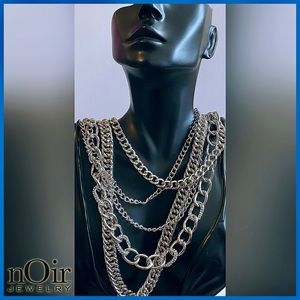 π· π Noir Layered Silver Chunky Necklace